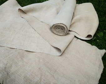 Antique nettle fabric 15 yards 19" roll Homespun cloth Grain sack Thick linen Organic handwoven canvas Primitive ethnic Gray upholstery