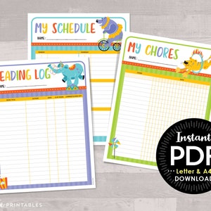 Kid Logs Circus—Chores, Schedule, and Reading PRINTABLES - (A4 or Letter)