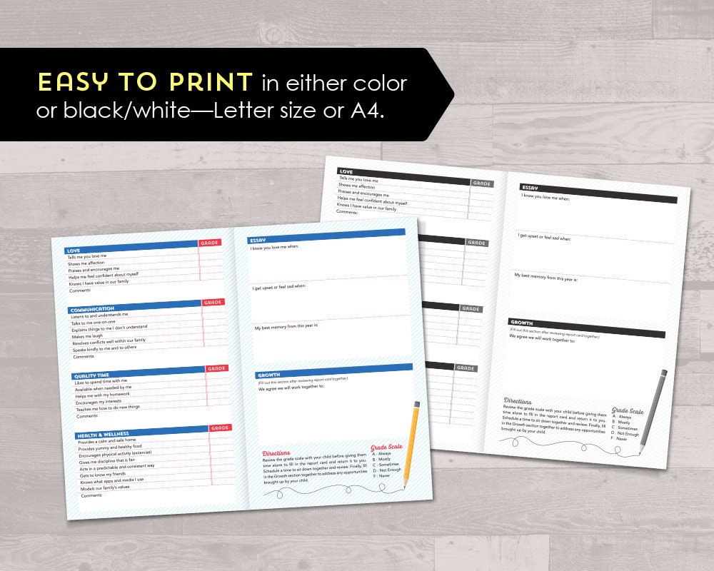 A Kid's Report Card for Parents - (A4 or Letter) PRINTABLE - Etsy