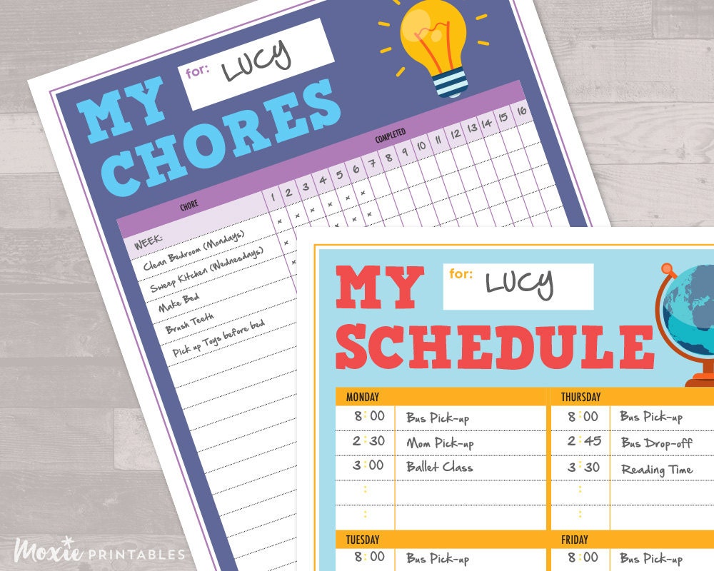 Kid Logs—chores, Schedule, and Reading PRINTABLES - (A4 or Letter) - Etsy