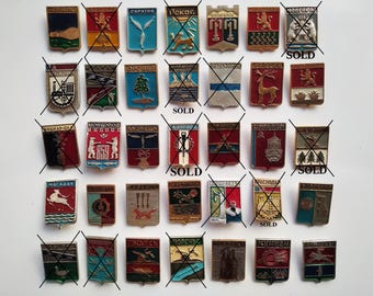 Épinglettes soviétiques, épingles russes, insignes russes, épingles d'étiquettes Insignes de villes, insignes, insignes d'épingle soviétique, fabriqué en URSS, épingle, armoiries