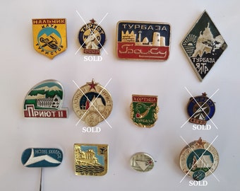 Different Soviet tourists badges, badges, pins, brooch