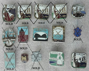 Latvia pins Latvia badges Latvija Enamel pin Enamel heavy pin Vintage pins Kurland, Latgale, Jurmala Koknese Senite