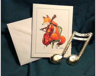 Fox and Cello Notecards, box of 8