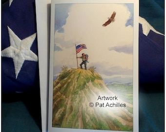 Congratulations Card, Eagle Over the American Flag