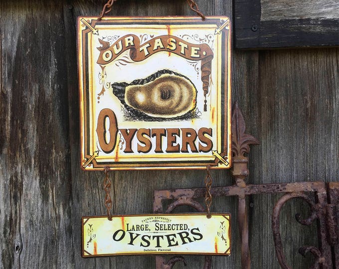 Vintage Oyster Bar Metal Sign: 1890s Can Label Art Reproduction