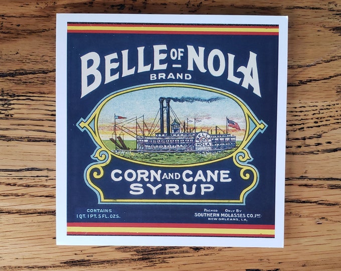 Crate Label Vintage Card Belle NOLA Mississippi River Steamboat