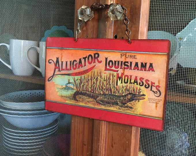 VINTAGE METAL SIGNS  "Cajun Swamp "Alligator" Home Wall Decor, vintage can label reproduction. PASTin®