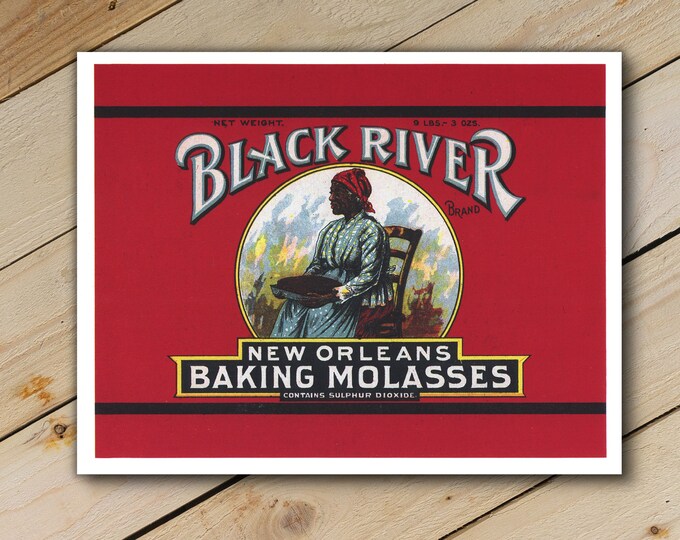 VINTAGE Reproduction Wall Art, "Black River" Baking Molasses Antique Label suitable for Framing, Collectible Card Collection Past Cards®
