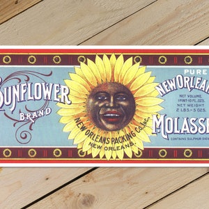 VINTAGE Reproduction Wall Art, &quot;Sunflower Molasses&quot; Antique Label suitable for Framing, Collectible Card Collection Past Cards®