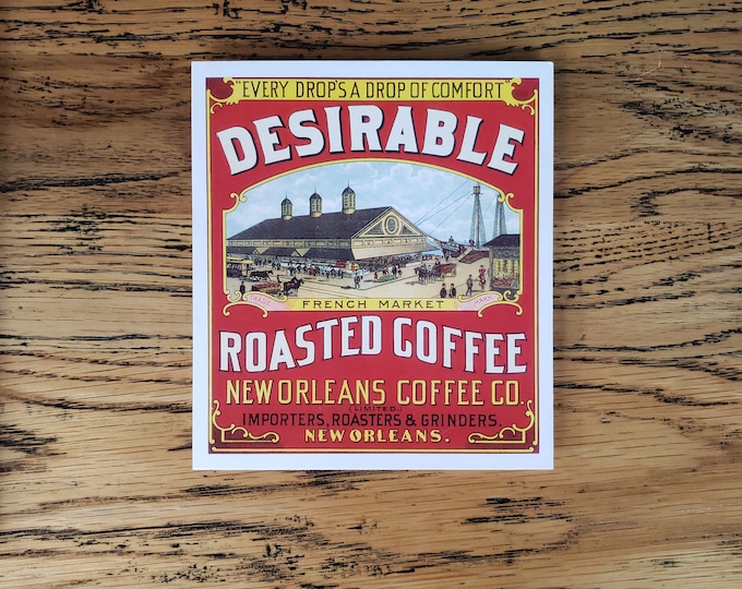 Vintage Coffee Label Print: Desirable Roasted Coffee Reproduction (6x8)