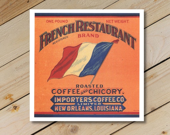 VINTAGE Reproduction Wall Art "French Restaurant", Antique Label suitable for Framing, Collectible Card Collection Past Cards®