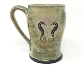 Seahorse beer stein | Stoneware mug with vintage image