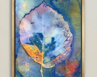 Intricate Decay II gallery wrapped canvas / Botanical cyanotype and watercolor canvas print / Floral sun print / NC mountains /FREE Shipping
