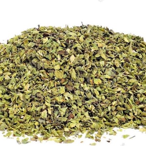 May include: A pile of dried oregano leaves, a popular herb used in cooking.