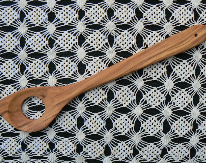 Olive Wood Mixing Spoon With Hole Ideal for Stirring Risotto Wooden Sauce or Cheese Fondue Vegan