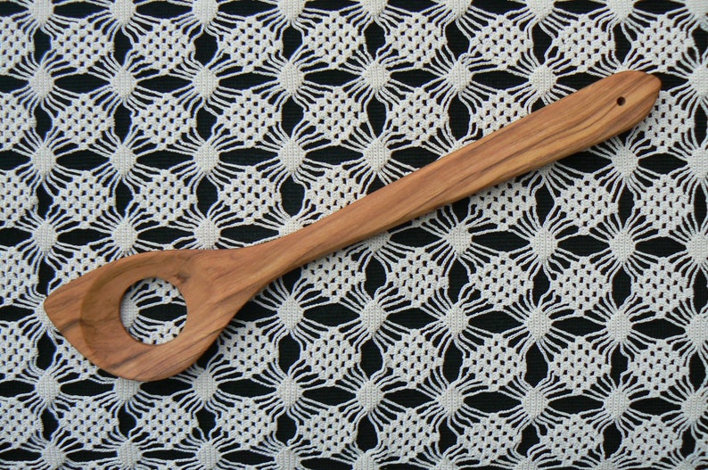 Olive Wood Mixing Spoon with hole ideal for Stirring Risotto Etsy
