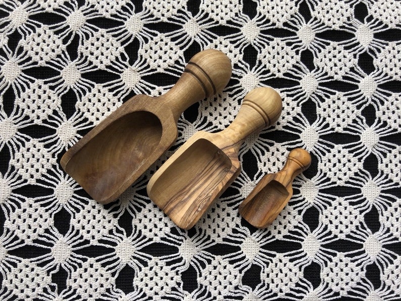 Olive Wood Scoop Measuring Spoon Small Utensil for Sugar Etsy