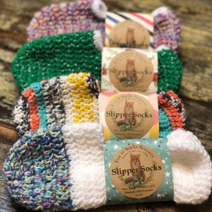 SURPRISE SLIPPERS! One pair of Happy Toes Slipper Socks, Women&#39;s Slippers, Handmade, Crochet Slippers, Soft Socks, House Shoes, Unique Gift