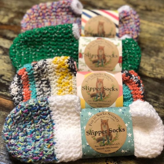 Surprise Crochet Slipper Socks, Women's Handmade Acrylic House Shoes