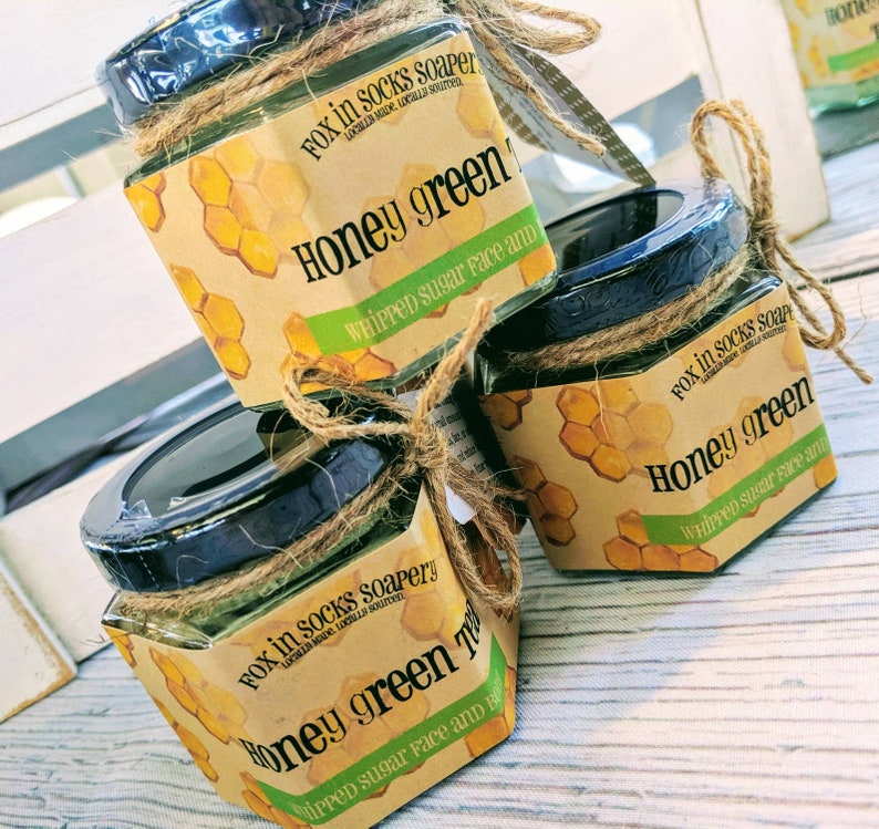 Honey Green Tea Whipped Sugar Scrub Exfoliating Body Butter image 1