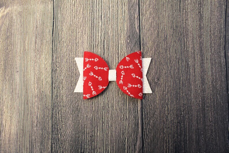 Heart Headband Nylon Baby Headband Glitter Bow Baby Girl Bow Headband Valentine Headband Baby Bow Headband Faux Leather Bow Headband