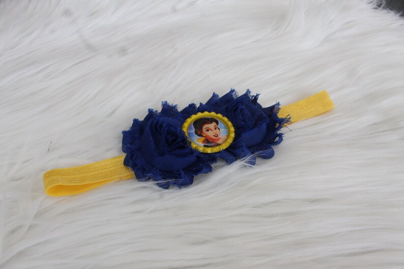 Newborn Headband Baby Girl Headband Blue Headband Toddler Headband Disney Headband Flower Girl Headband Belle Headband Girl Headband