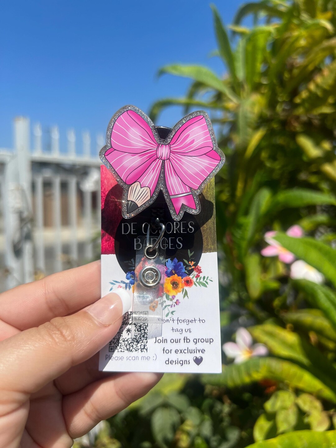 Pencil Bow Badge Reel, Coquette Bow Badge Reel, Teacher Lanyard ...