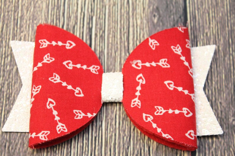 Heart Headband Nylon Baby Headband Glitter Bow Baby Girl Bow Headband Valentine Headband Baby Bow Headband Faux Leather Bow Headband