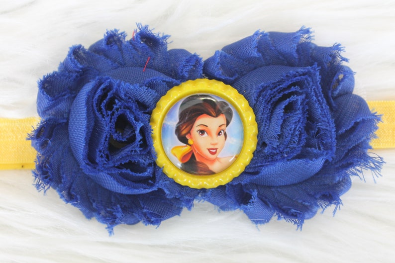 Newborn Headband Baby Girl Headband Blue Headband Toddler Headband Disney Headband Flower Girl Headband Belle Headband Girl Headband