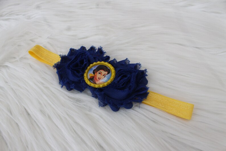Newborn Headband Baby Girl Headband Blue Headband Toddler Headband Disney Headband Flower Girl Headband Belle Headband Girl Headband