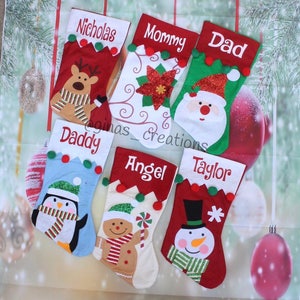 Black Friday Sale, Personalized Christmas Stockings, Gingerbread Stocking, Santa Stocking, Snowman Stocking, Penguin Stockings, Shop Small,