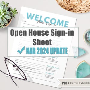 Real Estate Open House Sign In Sheet | Real Estate Sign-In Form | Canva Template | Printable Realtor Sign In Sheet | Editable Template