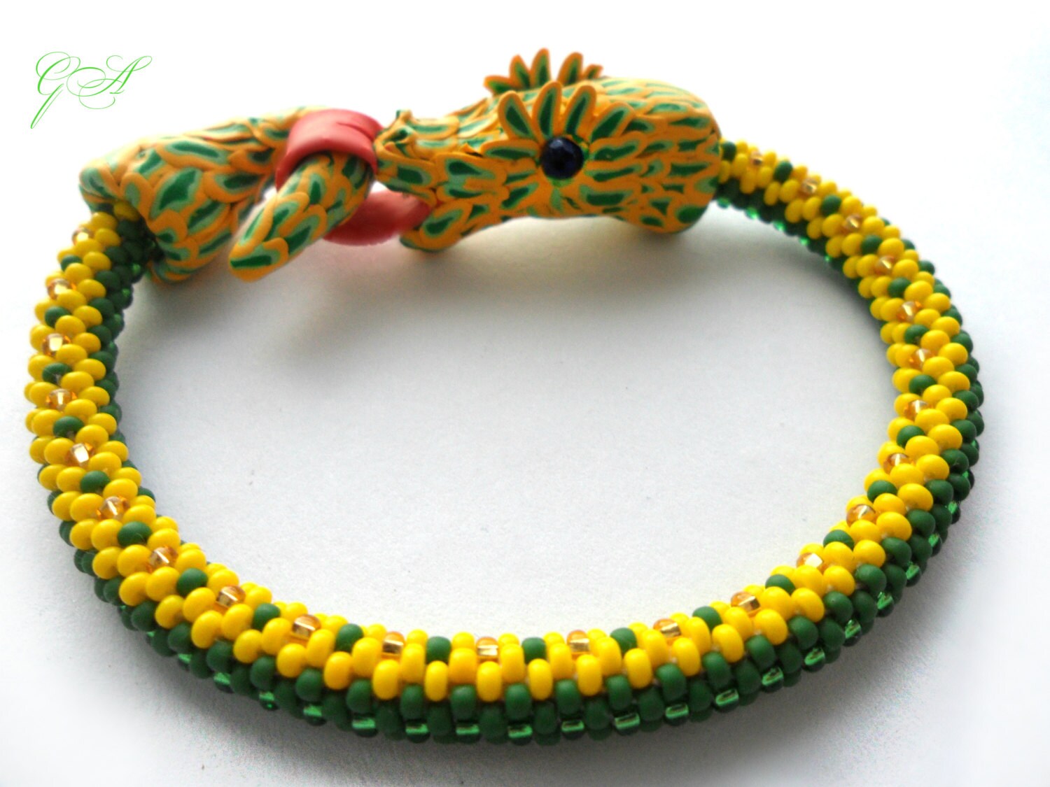 Handmade Beaded Bracelets Snake bracelet Polymer clay snake Etsy