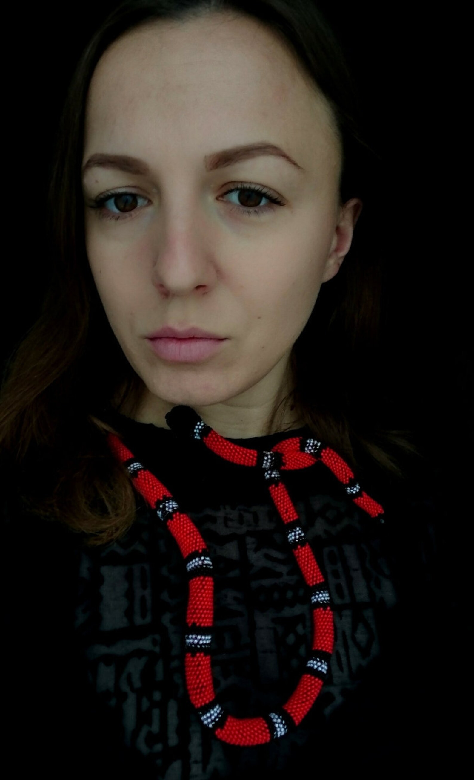 Red snake necklace Snake jewelry for her Beaded snake Coral Etsy