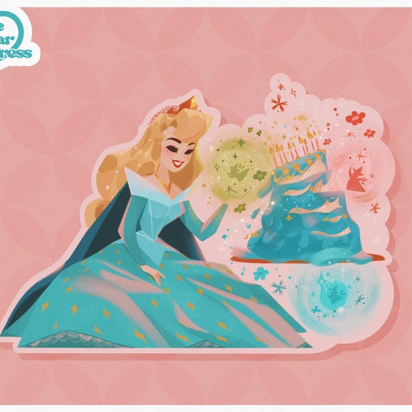 Birthday Princess - 3 in. Sticker - Stickers for Bullet Journal, Water Bottles, and Planners - Inspired by Sleeping Beauty