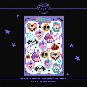 Frightening Friends - Halloween Sticker Sheet - Stickers for Bullet Journal, Scrapbooks, and Planners