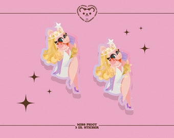 Miss Piggy - 3 po. Autocollant - Autocollants pour Bullet Journal, bouteilles d’eau et planificateurs - Les Muppets