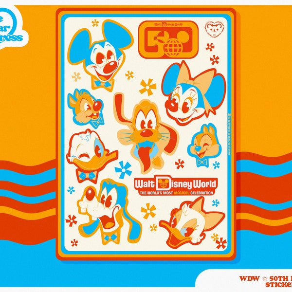 Sticker Sheet - 50th Friends - Stickers for Bullet Journal, Scrapbooks, and Planners - Walt Disney World Inspired - WDW 50th Anniversary