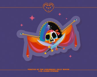 Jolly Roger - 3 po. Autocollant transparent - Autocollants pour Bullet Journal, bouteilles d'eau et planificateurs - Pirates des Caraïbes
