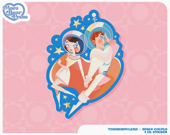 Tomorrowland Space Couple - Sticker 3 pouces - Stickers pour Bullet Journal, bouteilles d'eau et agendas - Disneyland