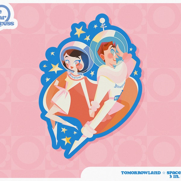 Tomorrowland Space Couple - 3 in. Sticker - Stickers for Bullet Journal, Water Bottles, and Planners - Disneyland