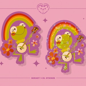 Kermit Rainbow Connection - 3 in. Sticker - Stickers for Bullet Journal, Water Bottles, and Planners - The Muppet Movie
