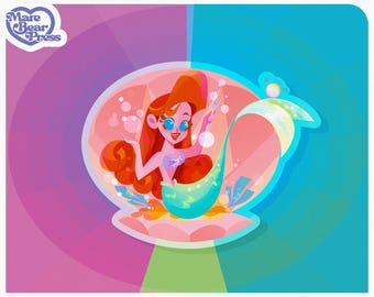 VOYAGE Ariel - 3 in. Clear Sticker - Stickers for Bullet Journal, Water Bottles, and Planners - Voyage of the Little Mermaid