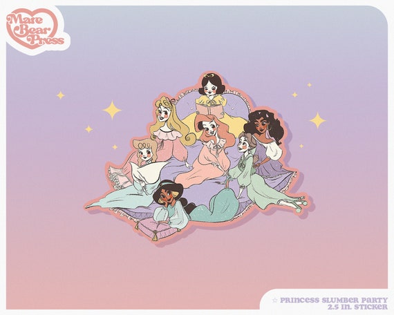 Fiesta de pijamas de princesas Pegatina Princesas Disney Etsy Mexico