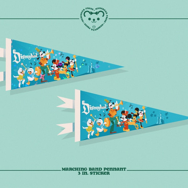 Disneyland Marching Band Pennant - 3 in. Sticker - Stickers for Bullet Journal, Water Bottles, and Planners
