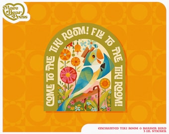 Barker Bird - Sticker 3 pouces - Stickers pour Bullet Journal, bouteilles d'eau et agendas - Salle Tiki