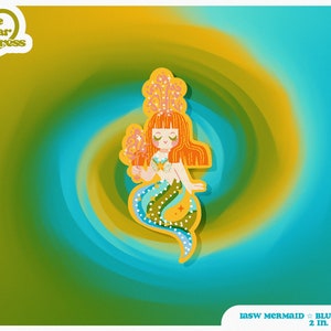 IASW MERMAID Orange/Blue/Green - Glitter Holographic Sticker - Mermay 2021