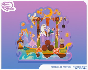 Festival of Fantasy Tangled Float - Stickers 3 pouces - Stickers pour Bullet Journal, bouteilles d'eau et agendas - Walt Disney World