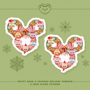 Duffy Holiday Wreath - 2in. Clear Sticker - Stickers for Bullet Journal, Scrapbooks, and Planners